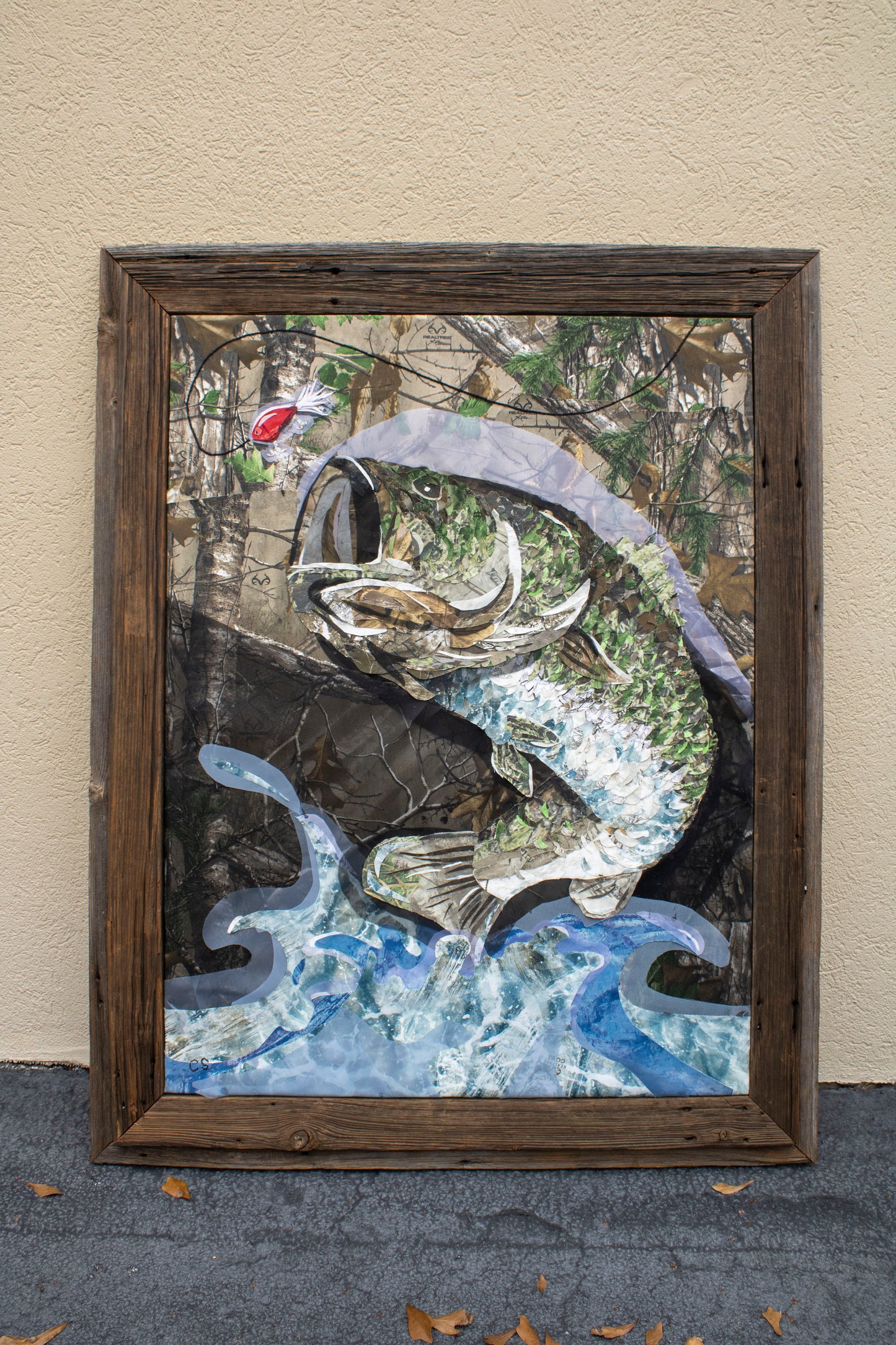 Bass Fish Camouflage Collage Framed