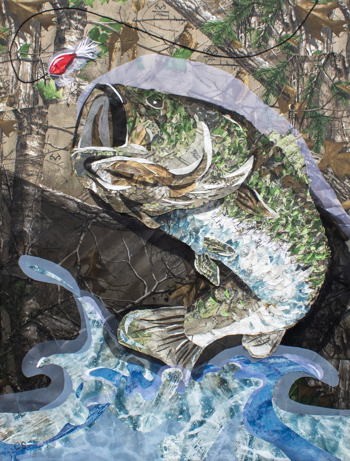Bass Fish Camouflage Collage Framed